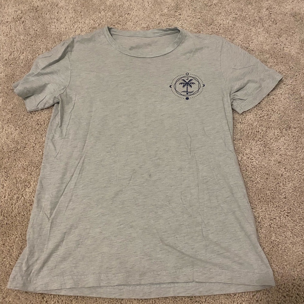 Gray T-Shirt with Palm Tree Design